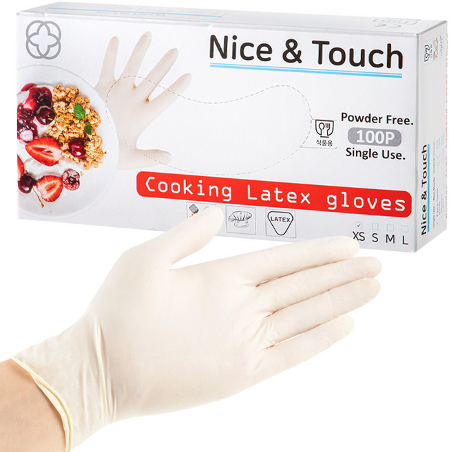 나이스앤터치 요리용 라텍스장갑, 미니(XS), 1개