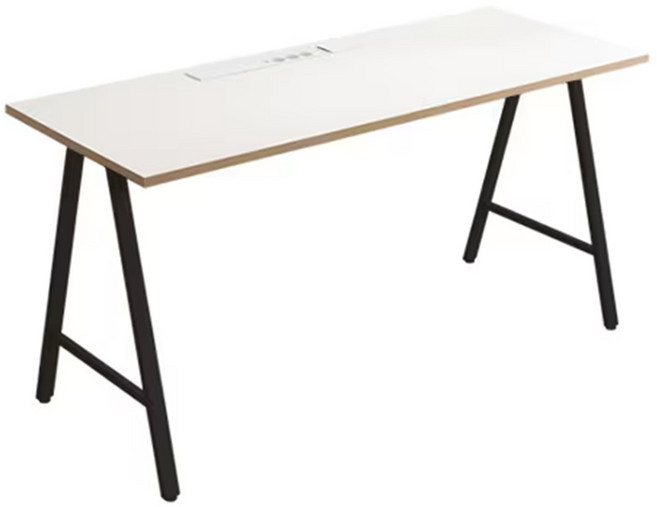 리바트 프레일 콘센트형 1500 일자책상 방문설치, 화이트(상판) + 블랙(다릿발)