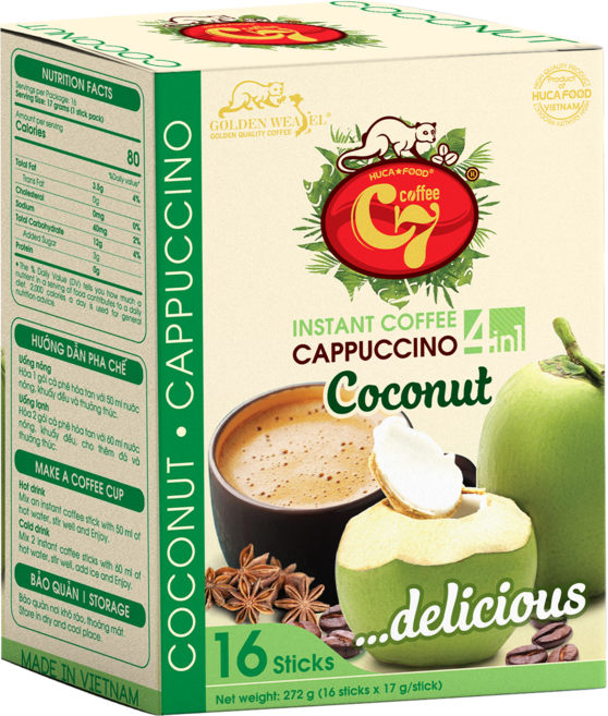 씨세븐 코코넛 카푸치노 인스턴트 커피 믹스, 1개, 16개입, 17g