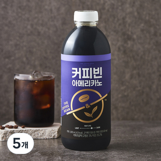 커피빈 아메리카노, 1L, 5개