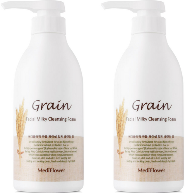 메디플라워 곡물 페이셜 밀키 클렌징 폼, 500ml, 2개