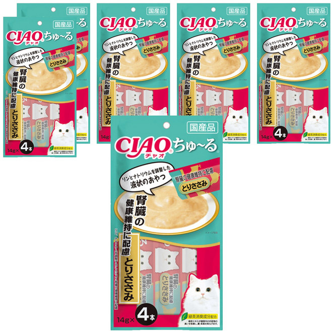 INABA CIAO 啾嚕肉泥 腎臟健康配方, 雞肉, 56g, 6袋