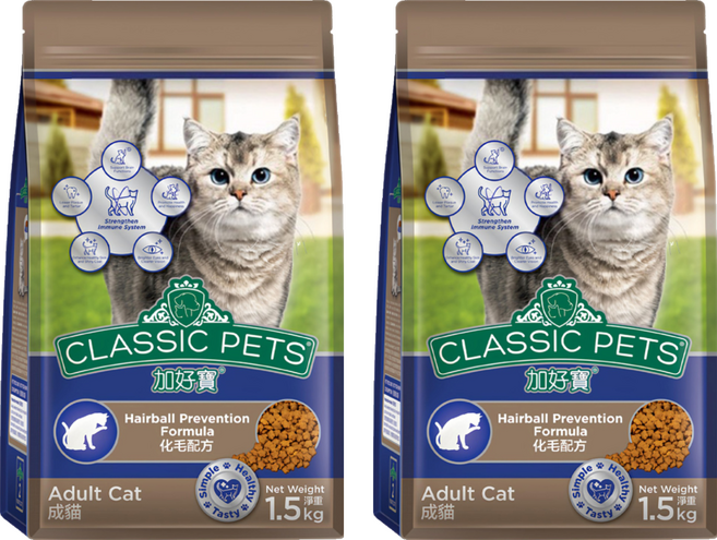 CLASSIC PETS 加好寶 成貓用 乾糧, 化毛配方, 1.5kg, 2袋