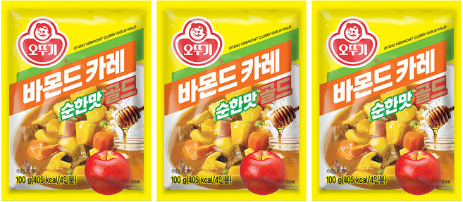 오뚜기 바몬드 카레 골드 순한맛, 100g, 3개