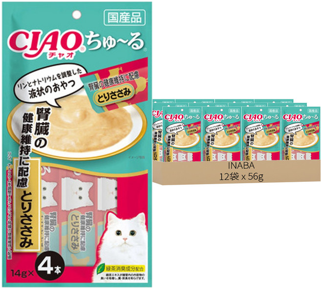 INABA CIAO 啾嚕 腎臟保健配方 肉泥, 雞肉, 56g, 12袋