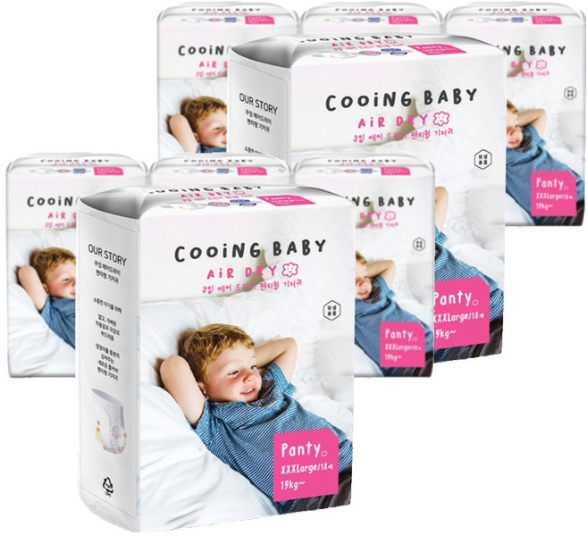 Cooing 에어드라이 풀커버 팬티형 기저귀 유아용, 점보형 이상(3XL), 144매
