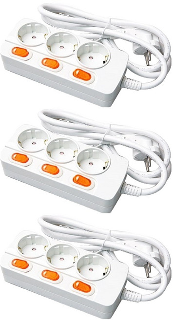 메이프 세이프 홈 개별 스위치형 멀티탭 3구, 4.5m, 혼합색상, 3개