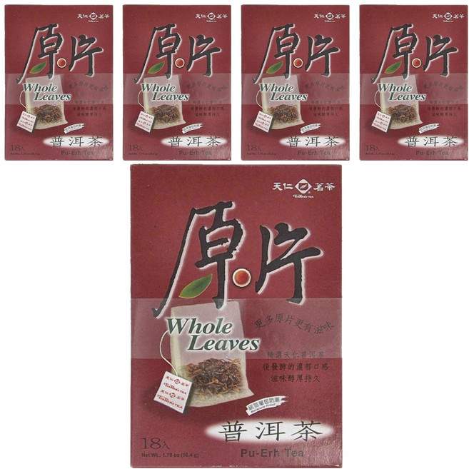 天仁茗茶 原片普洱茶, 2.8g, 18包, 5盒