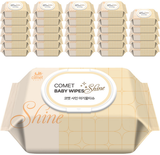 코멧 아기물티슈 샤인 캡형, 40g, 100매, 50개