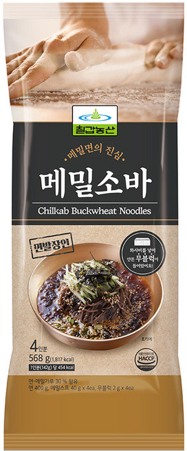 칠갑농산 메밀소바 4인분, 1개, 568g