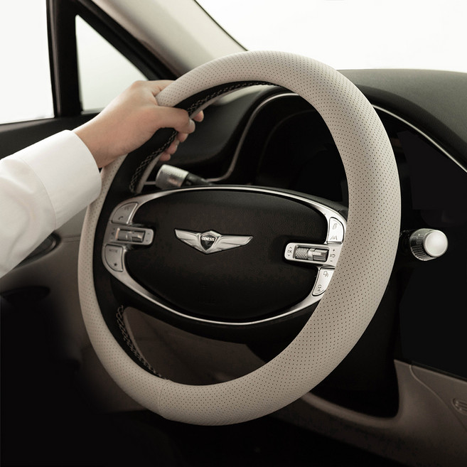 아임반 차량용 타공 핸들커버, 바닐라베이지