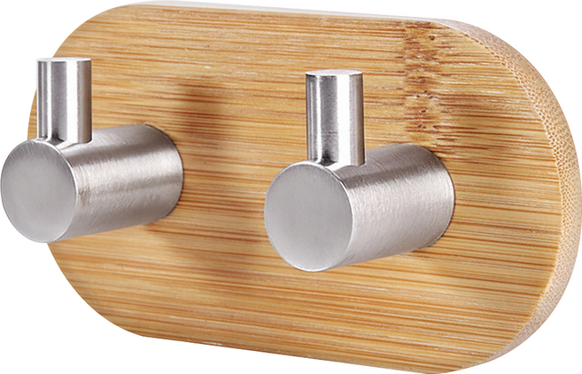 日系竹木不鏽鋼掛勾, 銀色 + 原木色, 1個