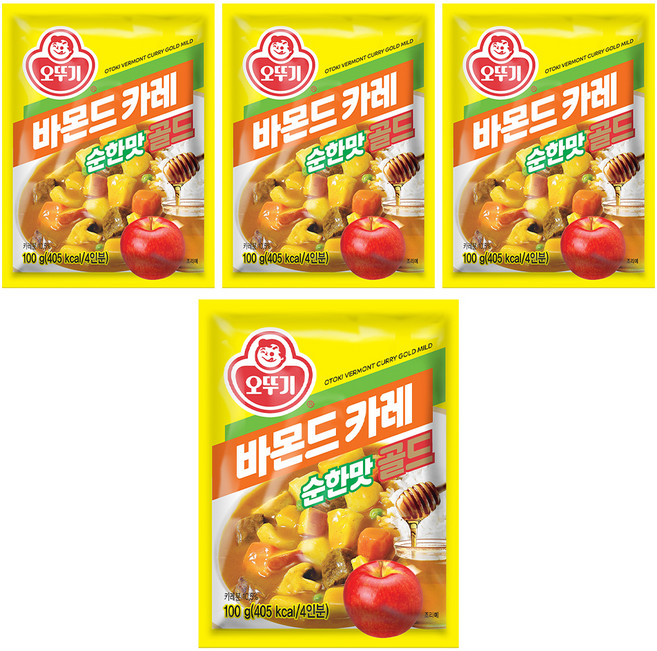오뚜기 바몬드 카레 골드 순한맛, 100g, 4개