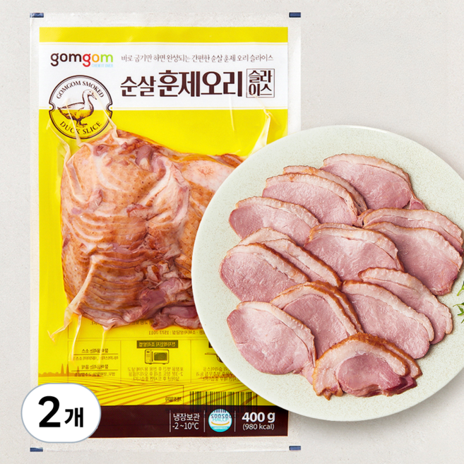 곰곰 순살 훈제 오리 슬라이스, 400g, 2개