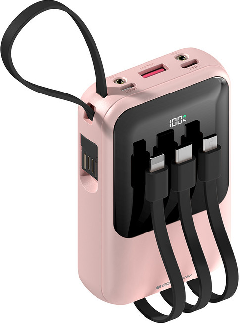 구스페리 PD 22.5W 고속충전 일체형 미니 보조배터리 10000mAh, 핑크, GG1260100