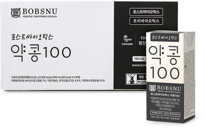 서울대밥스누 포스트바이오틱스 약콩100 두유, 190ml, 24개