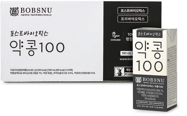 서울대밥스누 포스트바이오틱스 약콩100 두유, 190ml, 24개 - 쿠팡