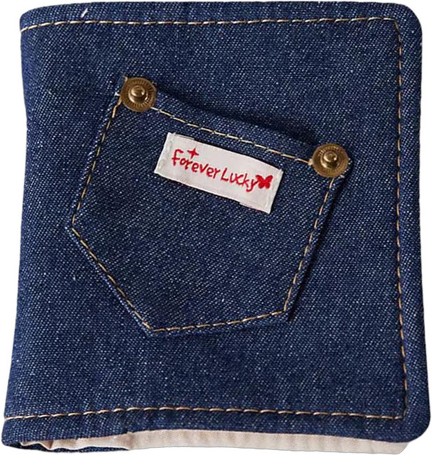 韓系復古y2k牛仔風小卡收納簿, 深藍色, 1個