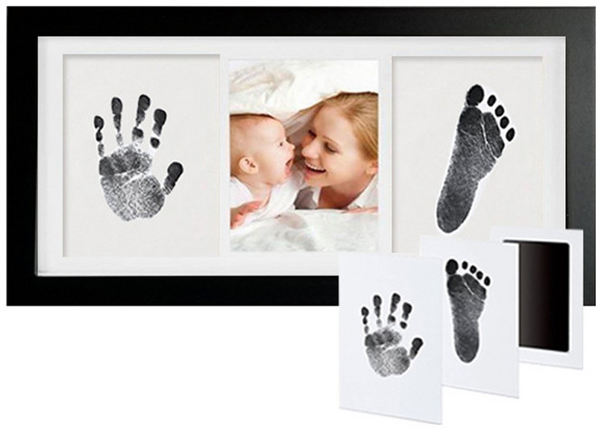 세뇨르킴 아기 손 발 지문 기념 액자 + 잉크 2p, 블랙, 1개