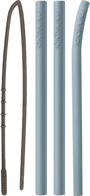 MiNiKOiOi 好好喝矽膠吸管 礦岩藍, 3支, 1組