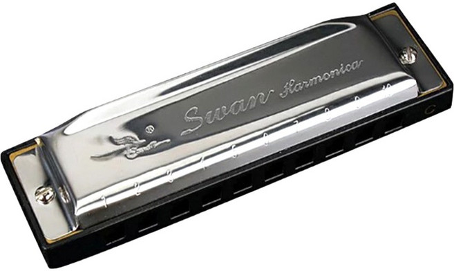 Swan 天鵝牌 民謠口琴 10孔20音A調, 單一商品, 銀色 + 黑色, 1個