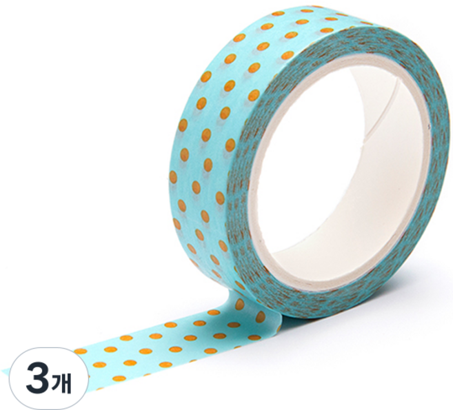 프린텍 디자인 마스킹 테이프 15mm x 10m, 브라운 도트(DM25-1510), 3개