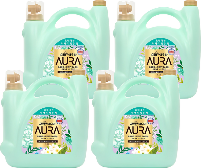 아우라 초고농축 섬유유연제 스모키머스크 알파 에이 본품, 8L, 4개