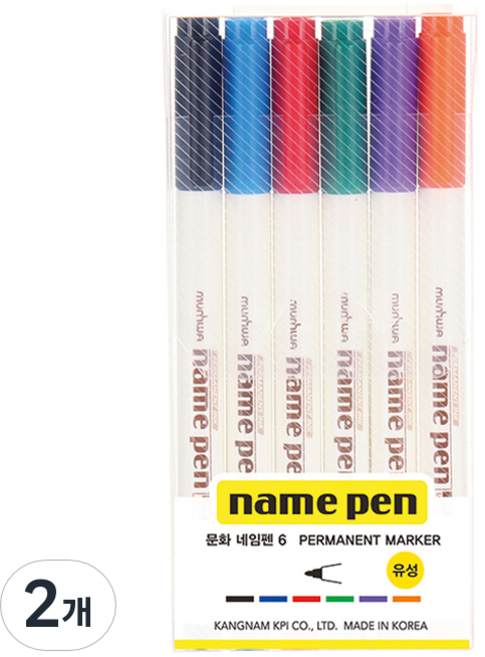 문화연필 네임펜 6색 세트, 혼합색상, 2세트