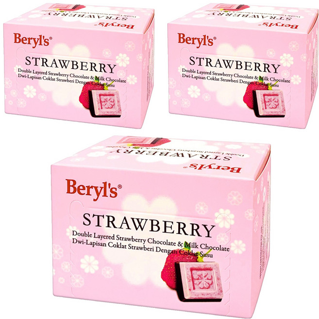 Beryl's 草莓味及牛奶雙層巧克力 60g (添加植物油), 3盒