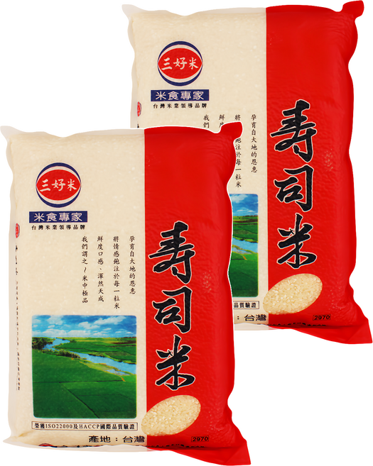 三好米 壽司米, 二等米, 3kg, 2包