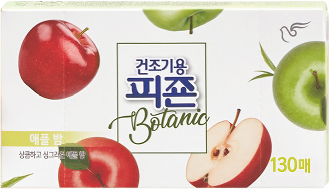 피죤 보타닉 건조기용 시트 섬유유연제 애플밤 본품, 130매, 1개