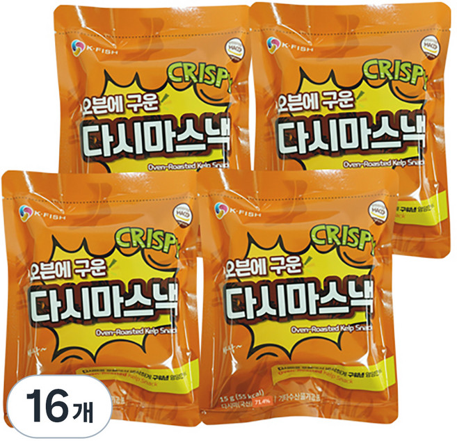 이미지 석하 오븐에 구운 다시마스낵, 15g, 16개