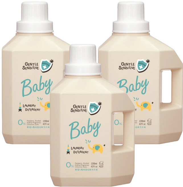 KU.KU Duckbill 酷咕鴨 Baby低敏洗衣精 深層潔淨, 1.2L, 3瓶