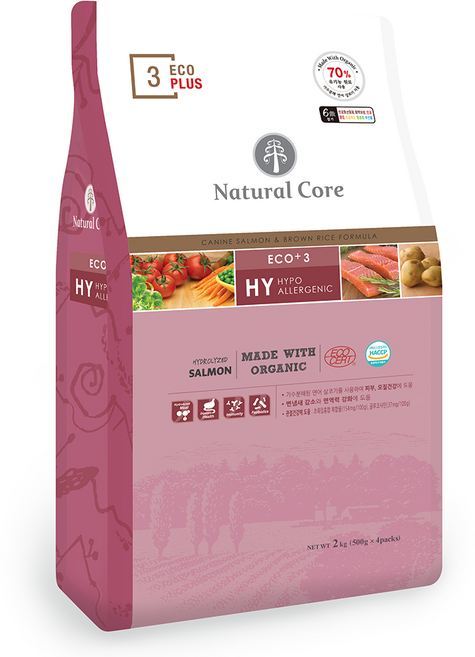 네츄럴코어 전연령 강아지 에코플러스3 건식사료, 연어, 2kg, 1개