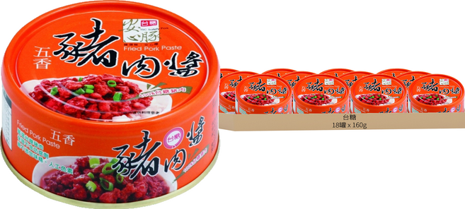 台糖 安心豚豬肉醬 五香, 160g, 18罐