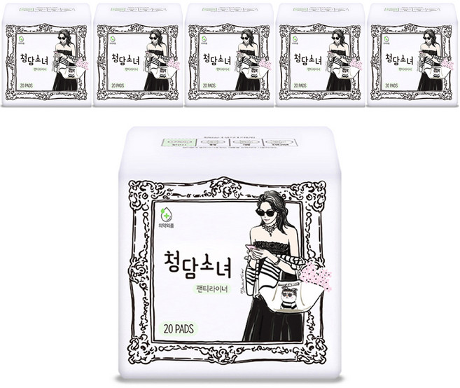 [비건라이프] 청담소녀 팬티라이너, 롱, 6개, 20개입