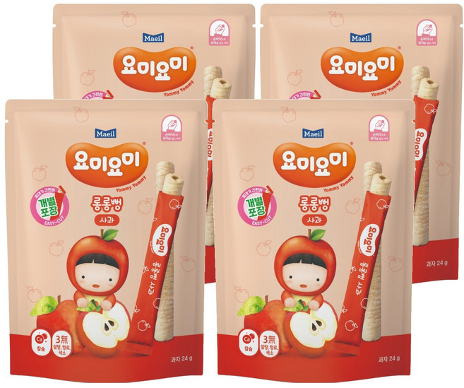 Maeil 每日乳業 Yommy Yommy 米棒棒, 4袋, 蘋果, 24g