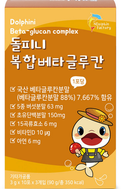 엔돌핀팩토리 돌피니 복합 베타글루칸 30p, 30개, 3g