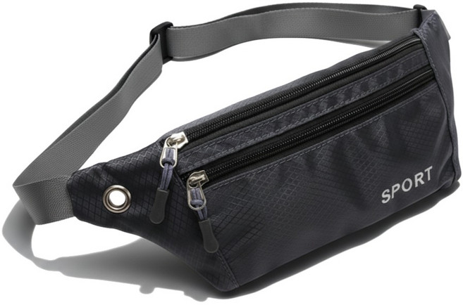 애틱트 더블 주머니 등산 러닝 벨트 허리 가방 힙색, 그레이, 1개