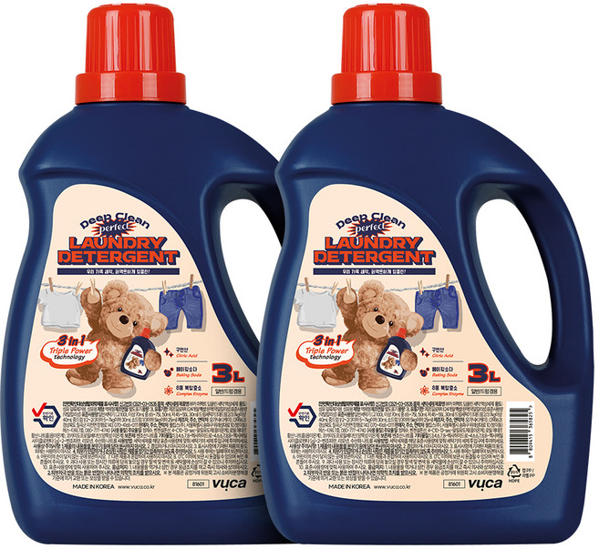 뷰카 퍼펙트 딥클린 세탁 액상세제 본품, 3L, 2개