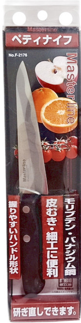 PEARL LIFE 珍珠金屬 Master Line不鏽鋼系列 小刀, 黑色握柄、銀色刀刃, 1支