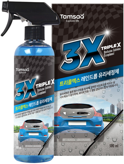 탐사 트리플엑스 레인드롭 유리세정제, 500ml, 1개
