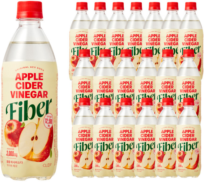 클룹 애사비소다 화이바 제로 탄산음료, 500ml, 20개