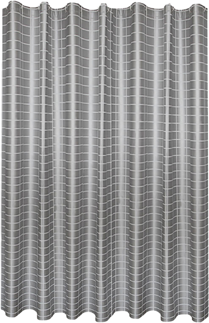 WE CHAMP 加長防水防霉浴廉 附掛環, 幾何方格 灰色, 1個