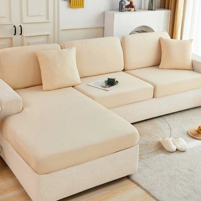 涼感新科技彈力冰絲沙發套 全包覆設計, 米白色, 1件