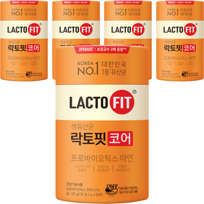 락토핏 정품 코어 유산균 60p, 120g, 5개