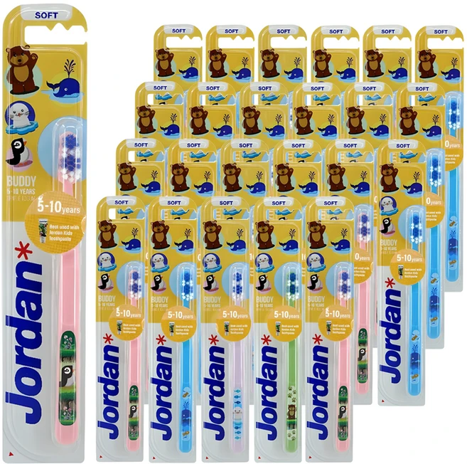 조르단 버디 2단계 어린이 칫솔, 랜덤 발송, 1개입, 24개 - 쿠팡