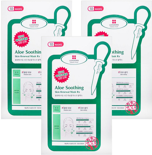 LEADERS 麗得姿 蘆薈舒緩煥膚面膜 加強版 25ml, 10片, 3盒