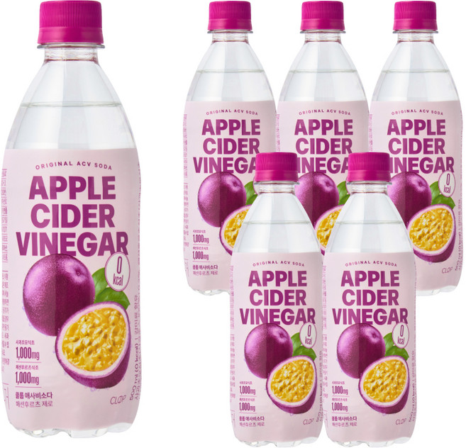 클룹 애사비 패션후르츠 제로 탄산음료, 6개, 500ml