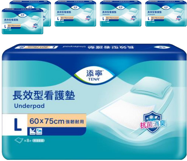 TENA 添寧 韓國原裝進口 長效型看護墊, L(60 x 75cm), 8片, 6包